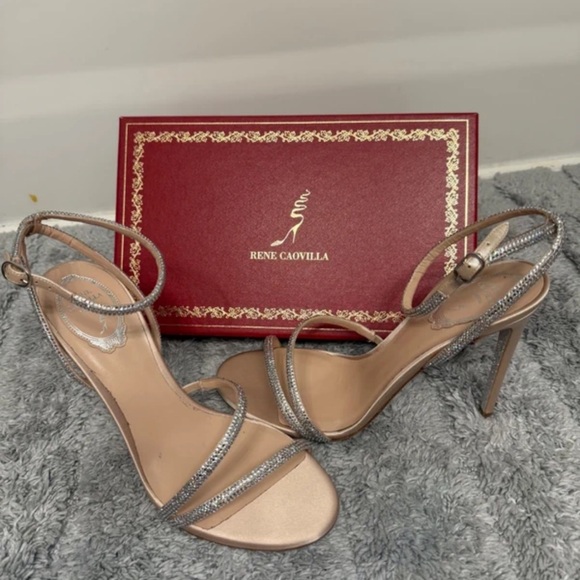 Rene Caovilla Shoes - Rene Caovilla Shimmering Silver Strappy Heels